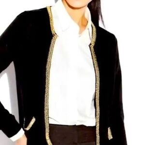 French Connection Black Wool Open Cardigan Gold Details Medium